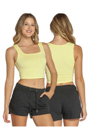 Women's Square Neckline Fitted Crop Tank | MS-434